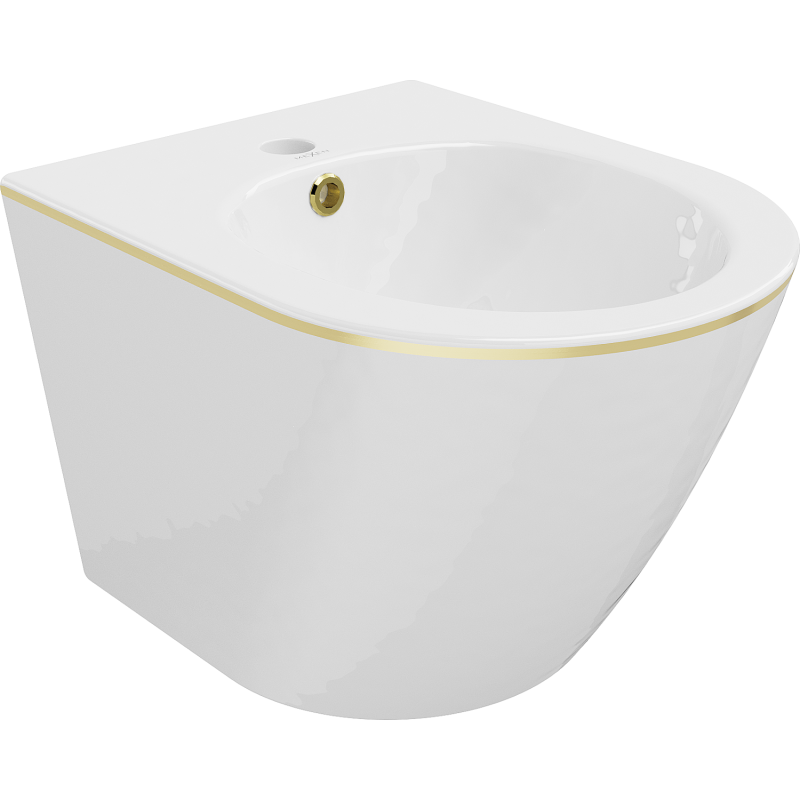 Mexen Lena bidet suspendu, blanc/doré ligne - 35224805