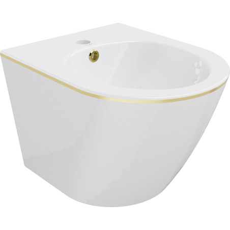 Bidet suspendu Mexen Lena, blanc/or ligne - 35224805