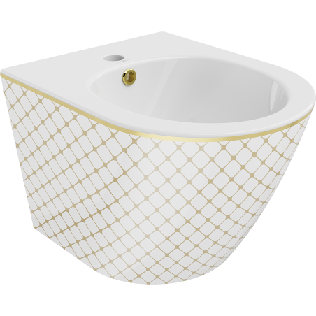Mexen Lena bidet mural, Blanc/Or motif carreaux - 35224809