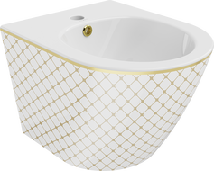 Mexen Lena bidet mural, Blanc/Or motif carreaux - 35224809