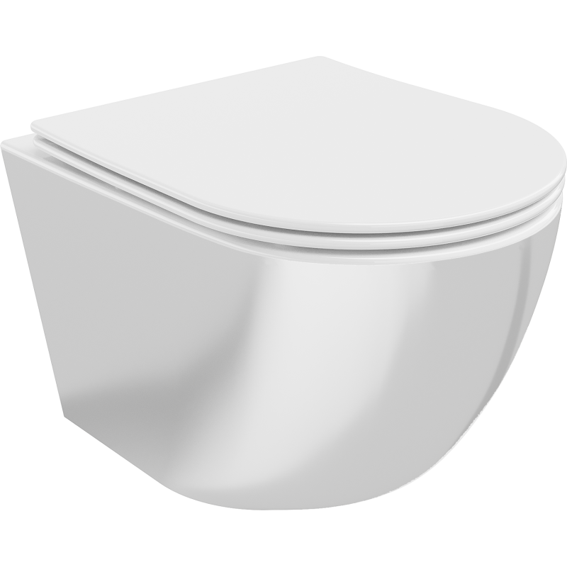 Mexen Lena cuvette WC Rimless avec abattant à descente progressive slim, duroplast, blanc/argent - 30224004