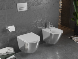Mexen Lena cuvette WC Rimless avec abattant à descente lente slim, duroplast, blanc/argent - 30224004