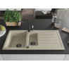 Mexen Andres évier en granit 1,5 cuves avec égouttoir et robinet de cuisine Carla, beige - 6515-69-670700-70