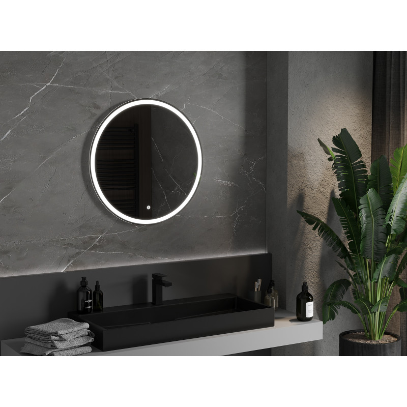 Mexen Gobi miroir de salle de bains éclairé, rond 70 cm, LED 6000K, anti-buée - 9801-070-070-611-00