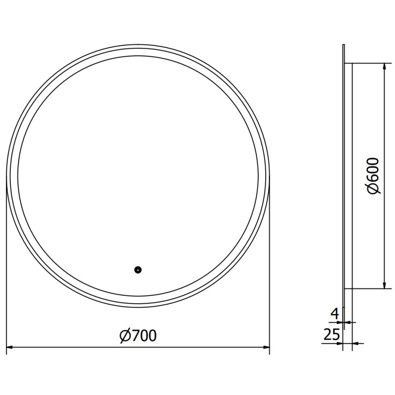 Mexen Gobi miroir de salle de bain éclairé, rond 70 cm, LED 6000K, antibuée - 9801-070-070-611-00