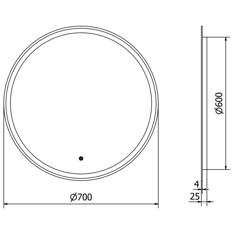 Mexen Gobi miroir de salle de bains éclairé, rond 70 cm, LED 6000K, anti-buée - 9801-070-070-611-00