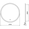 Mexen Gobi miroir de salle de bains éclairé, rond 70 cm, LED 6000K, anti-buée - 9801-070-070-611-00