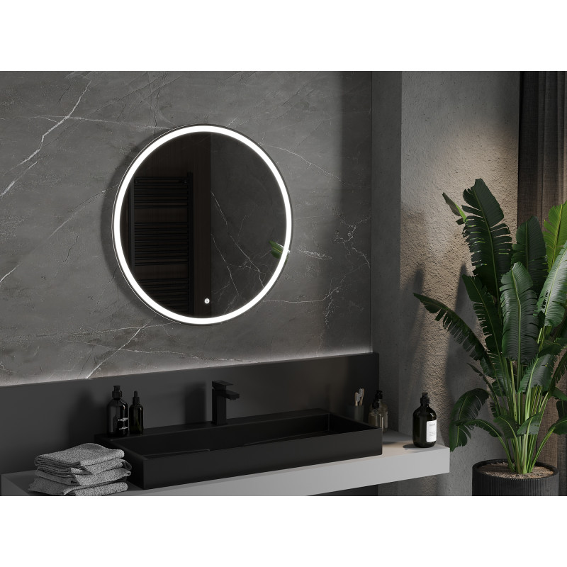 Mexen Gobi miroir de salle de bain éclairé, rond 80 cm, LED 6000K, antibuée - 9801-080-080-611-00