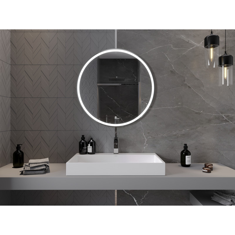 Mexen Gobi miroir de salle de bain éclairé, rond 80 cm, LED 6000K, antibuée - 9801-080-080-611-00