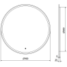 Mexen Gobi miroir de salle de bain éclairé, rond 90 cm, LED 6000K, antibuée - 9801-090-090-611-00