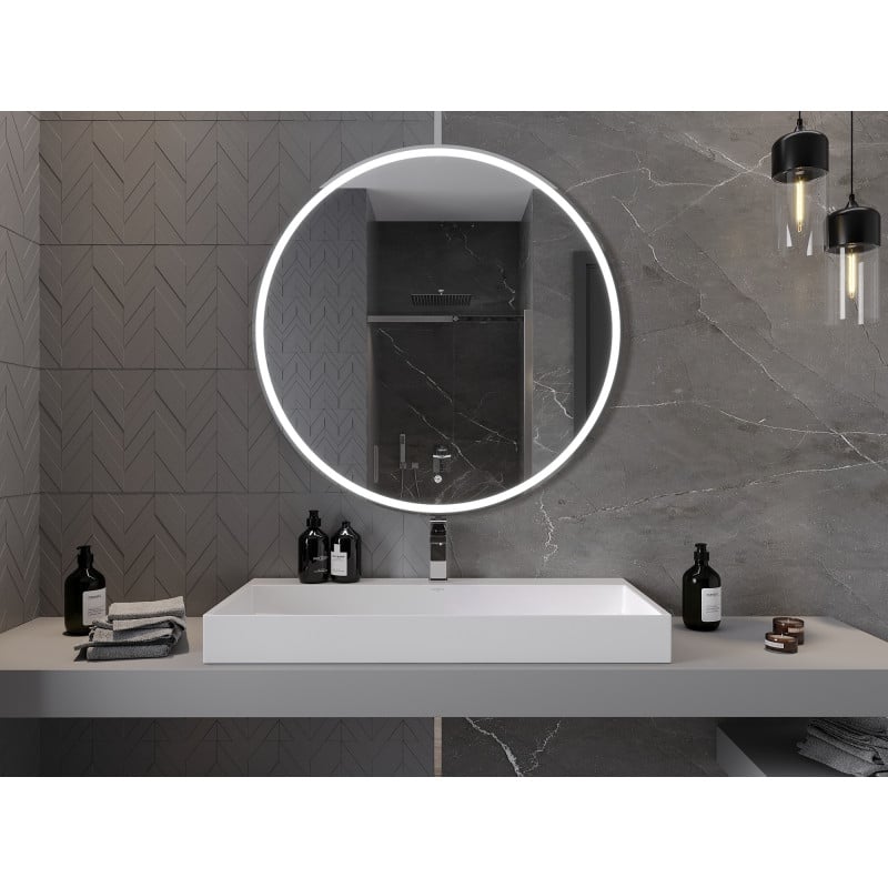 Mexen Gobi miroir de salle de bains éclairé, rond 100 cm, LED 6000K, antibuée - 9801-100-100-611-00