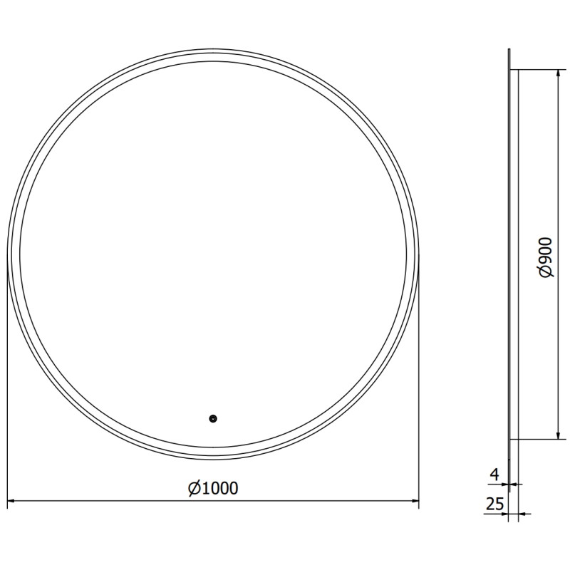 Mexen Gobi miroir de salle de bain éclairé, rond 100 cm, LED 6000K, antibuée - 9801-100-100-611-00