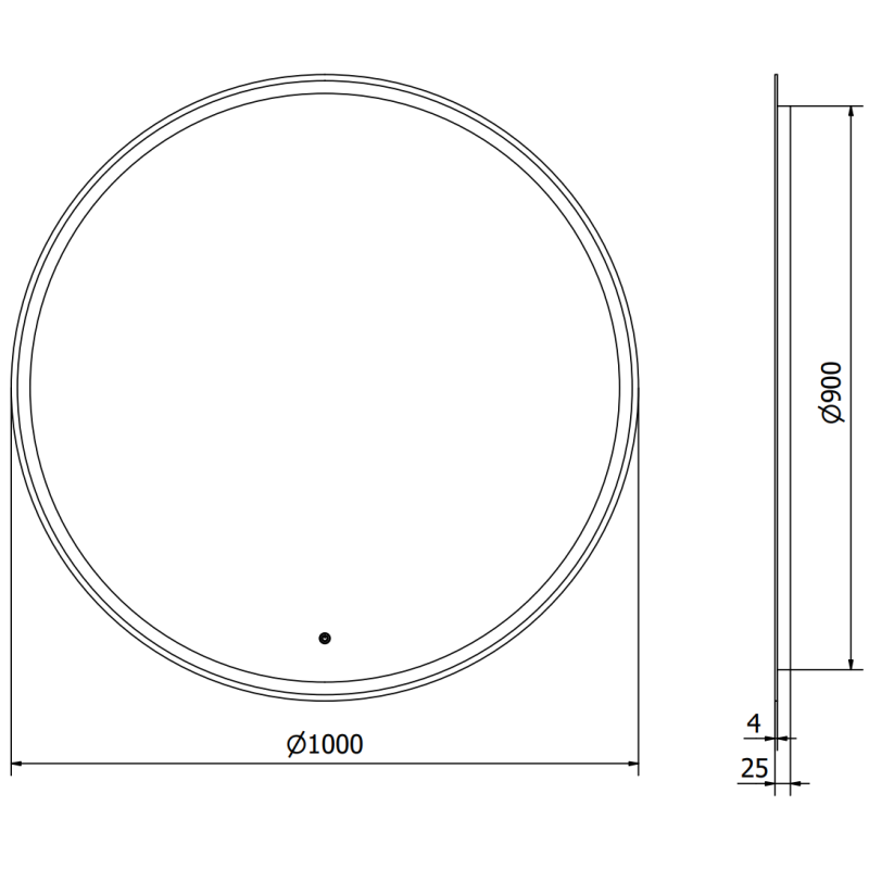Mexen Gobi miroir de salle de bains éclairé, rond 100 cm, LED 6000K, antibuée - 9801-100-100-611-00