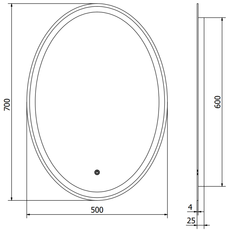 Mexen Elz miroir de salle de bain éclairé 50 x 70 cm, LED 6000K, antibuée - 9802-050-070-611-00