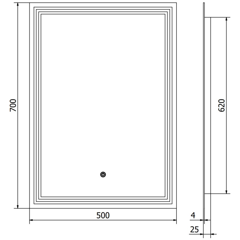 Mexen Taco miroir de salle de bain rétroéclairé 50 x 70 cm, LED 6000K, antibuée - 9805-050-070-611-00