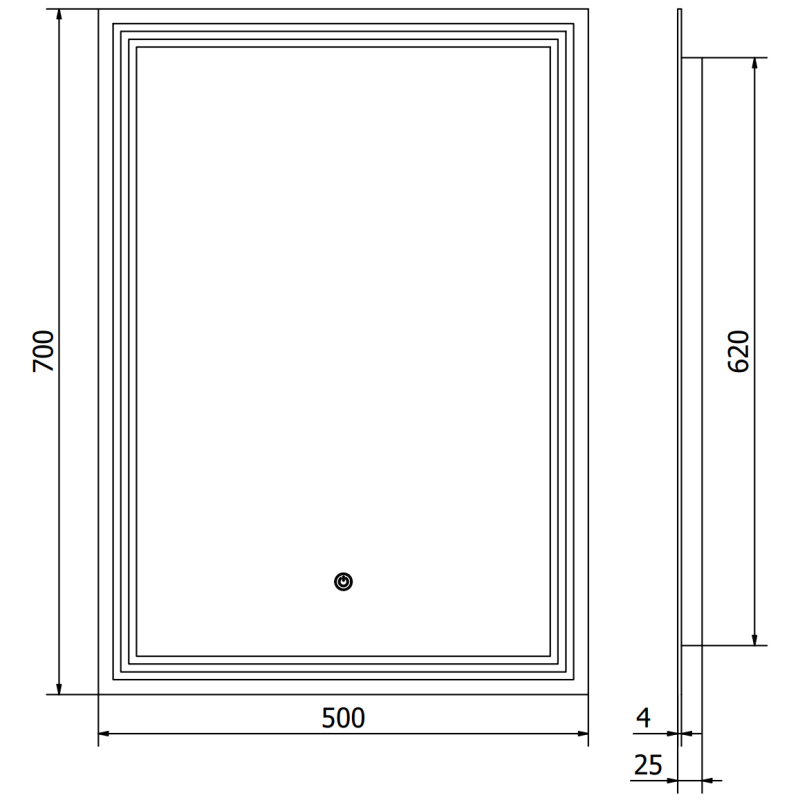 Mexen Taco miroir de salle de bains éclairé 50 x 70 cm, LED 6000K, antibuée - 9805-050-070-611-00