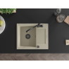 Mexen Enzo évier en granit 1 cuve avec égouttoir et robinet de cuisine Carla, beige - 6506-69-670700-70