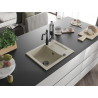 Mexen Enzo évier en granit 1 cuve avec égouttoir et robinet de cuisine Carla, beige - 6506-69-670700-70