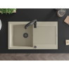 Mexen Leo évier en granit 1 bac avec égouttoir et robinet de cuisine Aster, beige - 6501-69-73450-70-B