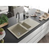 Mexen Matias évier en granit 1,5 bac avec égouttoir et mitigeur de cuisine Aster, beige - 6502-69-73450-07