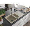 Mexen Matias évier granit 1,5 bac avec égouttoir et robinet de cuisine Aster, beige - 6502-69-73450-07-B
