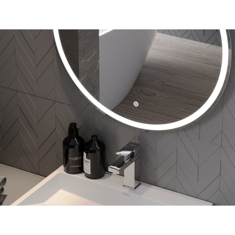 Mexen Gobi miroir de salle de bain éclairé, rond 90 cm, LED 6000K, anti-buée - 9801-090-090-611-00