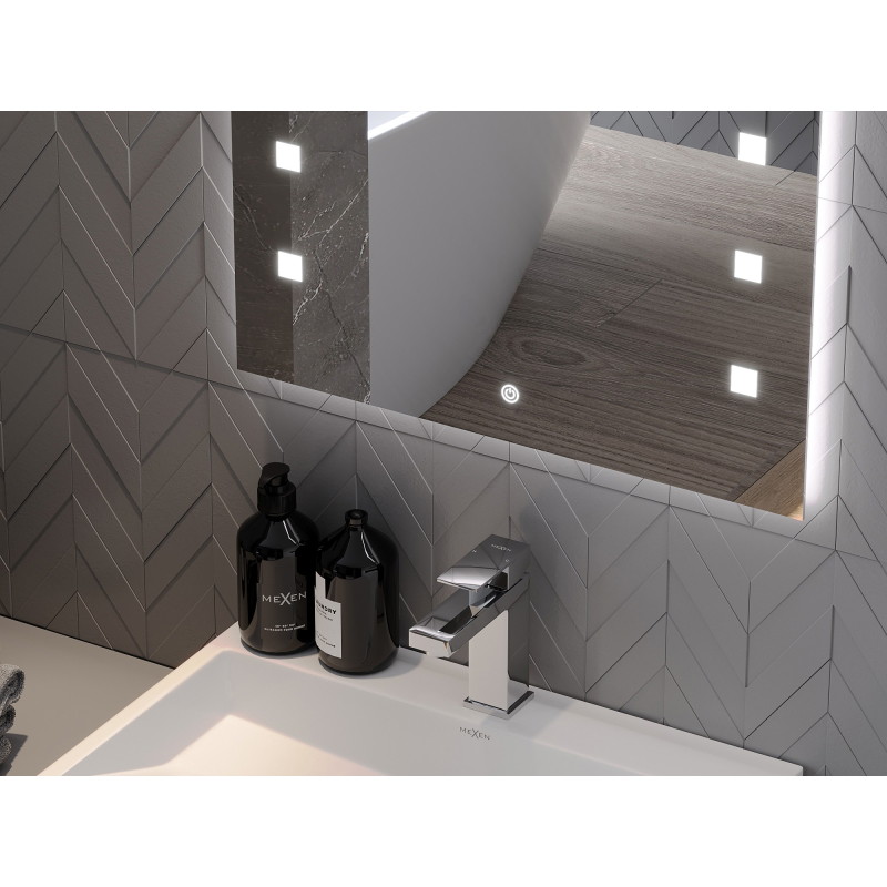 Mexen Ner miroir de salle de bain rétroéclairé 60 x 80 cm, LED 6000K, anti-buée - 9809-060-080-611-00