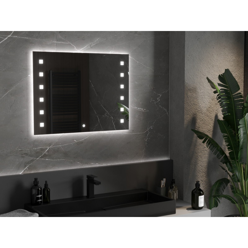 Mexen Ner miroir de salle de bain éclairé 80 x 60 cm, LED 6000K, anti-buée - 9809-080-060-611-00