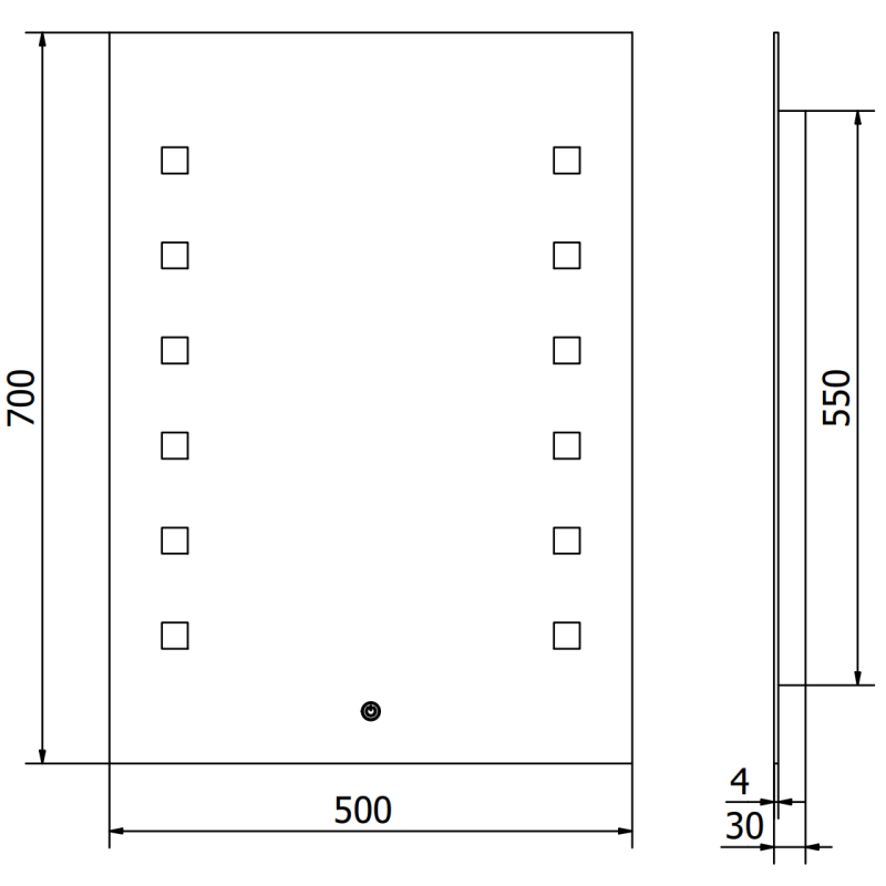 Mexen Ner miroir de salle de bain éclairé 50 x 70 cm, LED 6000K, anti-buée - 9809-050-070-611-00