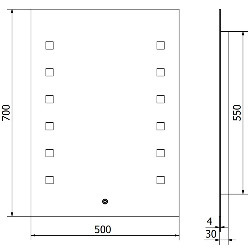 Mexen Ner miroir de salle de bain éclairé 50 x 70 cm, LED 6000K, antibuée - 9809-050-070-611-00
