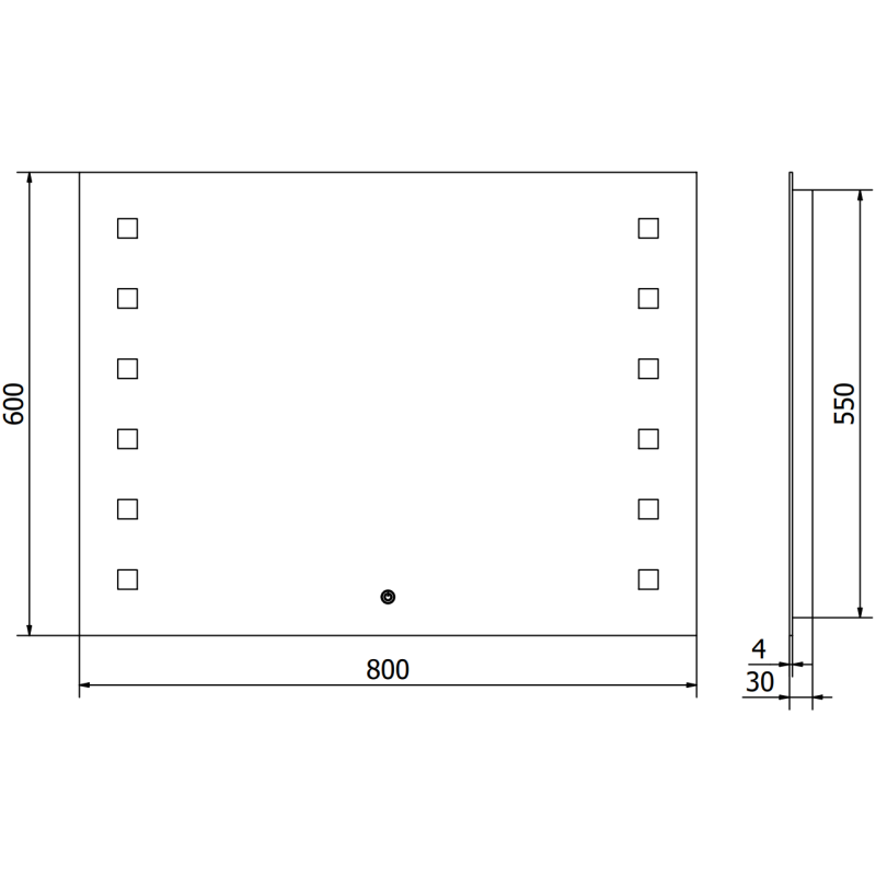 Mexen Ner miroir de salle de bain éclairé 80 x 60 cm, LED 6000K, antibuée - 9809-080-060-611-00