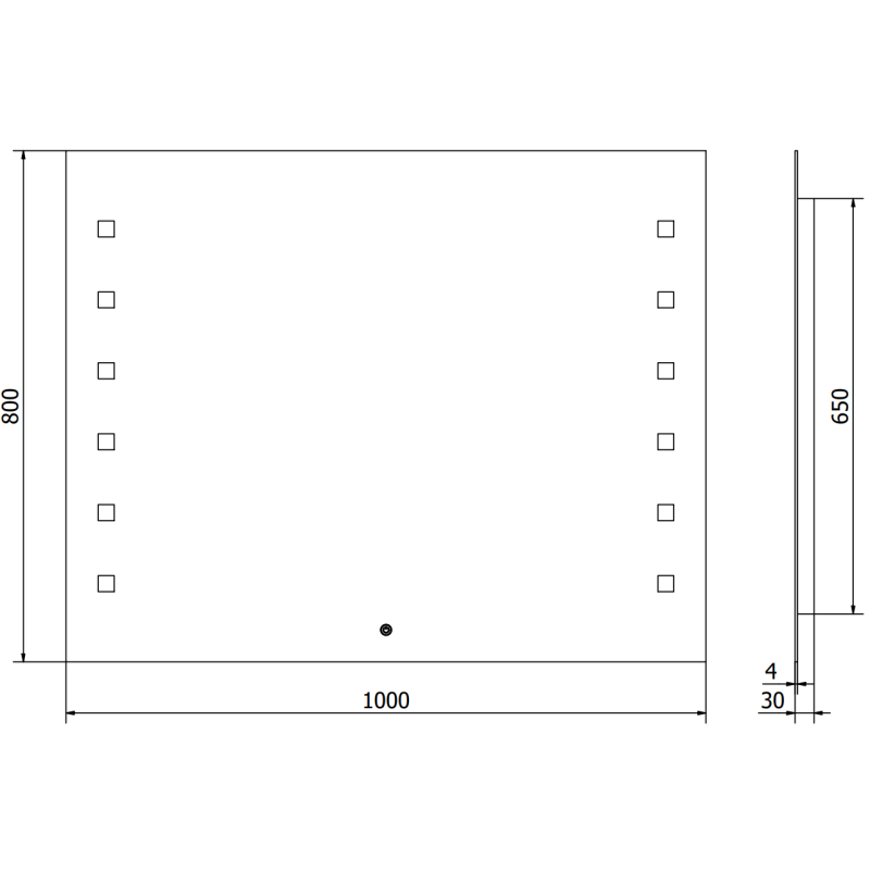 Mexen Ner miroir de salle de bain éclairé 100 x 80 cm, LED 6000K, antibuée - 9809-100-080-611-00
