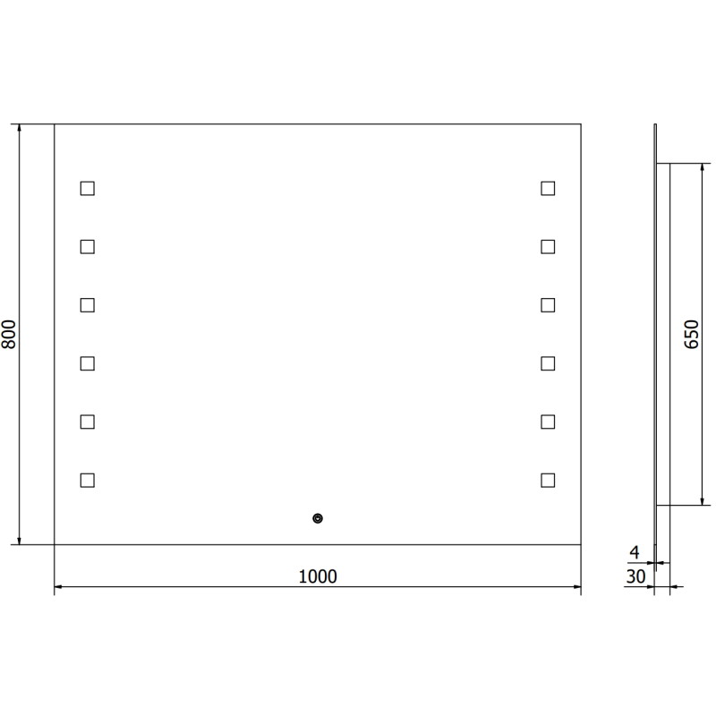 Mexen Ner miroir de salle de bain rétroéclairé 100 x 80 cm, LED 6000K, anti-buée - 9809-100-080-611-00