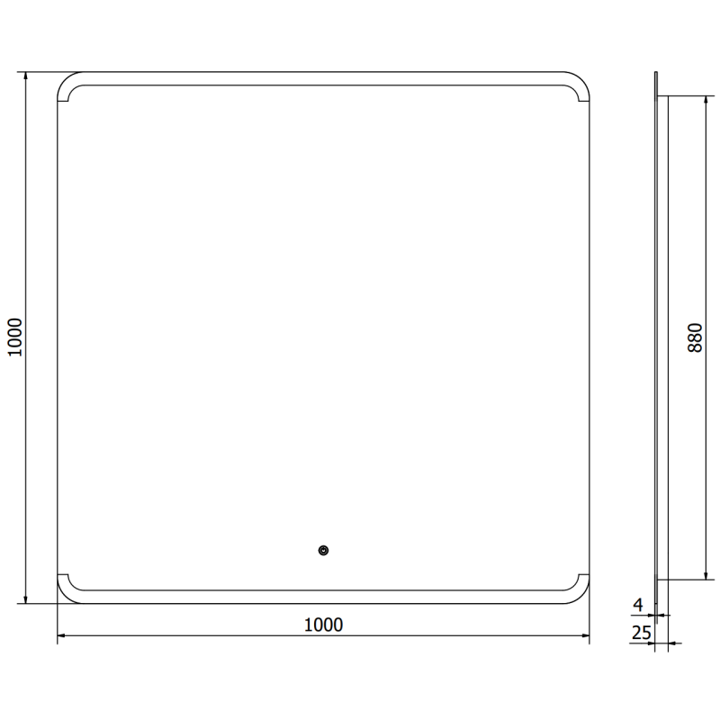 Mexen Nida miroir de salle de bain éclairé 100 x 100 cm, LED 6000K, anti-buée - 9806-100-100-611-00