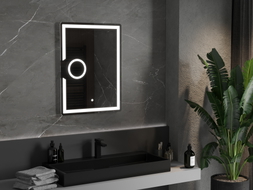 Mexen Onyx miroir de salle de bain éclairé avec miroir cosmétique 60 x 80 cm, LED 6000K, anti-buée - 9813-060-080-611-00