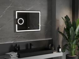 Mexen Onyx miroir de salle de bain rétroéclairé avec miroir cosmétique 80 x 60 cm, LED 6000K, antibuée - 9813-080-060-611-00
