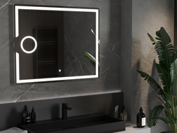 Mexen Onyx miroir de salle de bain éclairé avec miroir de courtoisie 100 x 80 cm, LED 6000K, anti-buée - 9813-100-080-611-00