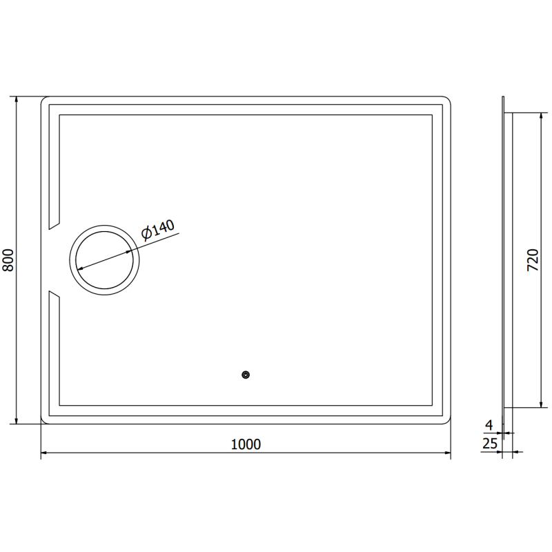 Mexen Onyx miroir de salle de bain éclairé avec miroir de courtoisie 100 x 80 cm, LED 6000K, anti-buée - 9813-100-080-611-00