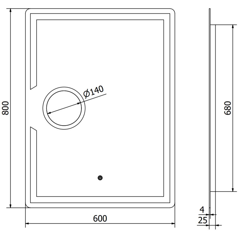 Mexen Onyx miroir de salle de bain éclairé avec miroir cosmétique 60 x 80 cm, LED 6000K, anti-buée - 9813-060-080-611-00