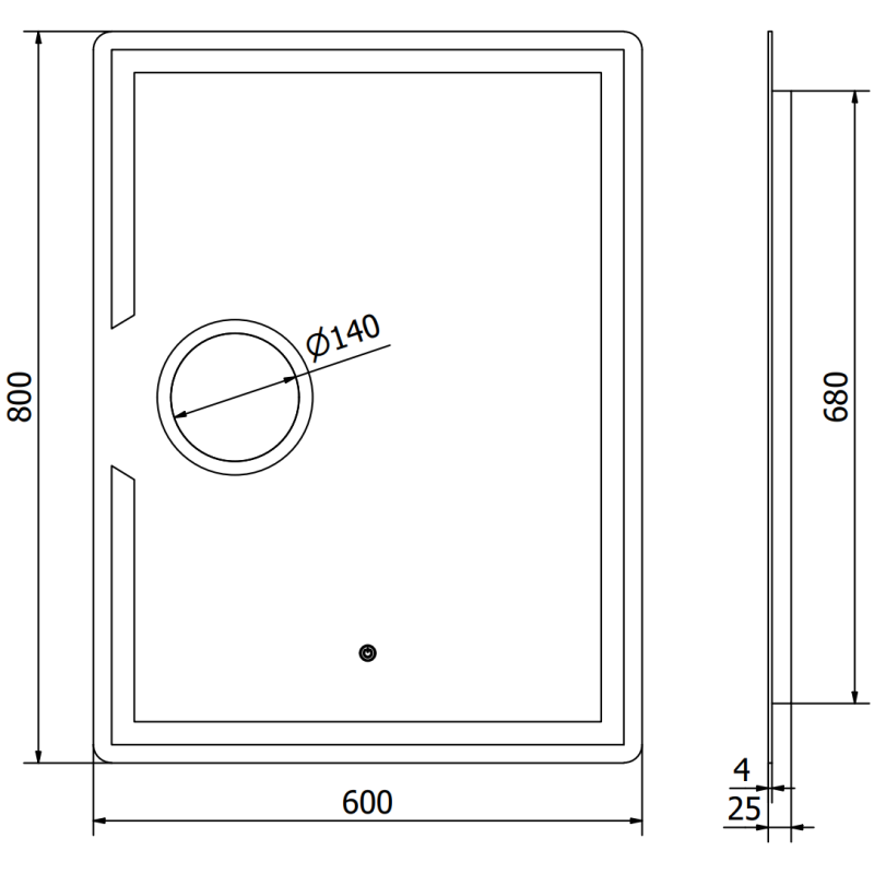 Mexen Onyx miroir de salle de bain rétroéclairé avec miroir cosmétique 60 x 80 cm, LED 6000K, antibuée - 9813-060-080-611-00