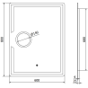 Mexen Onyx miroir de salle de bain éclairé avec miroir cosmétique 60 x 80 cm, LED 6000K, anti-buée - 9813-060-080-611-00