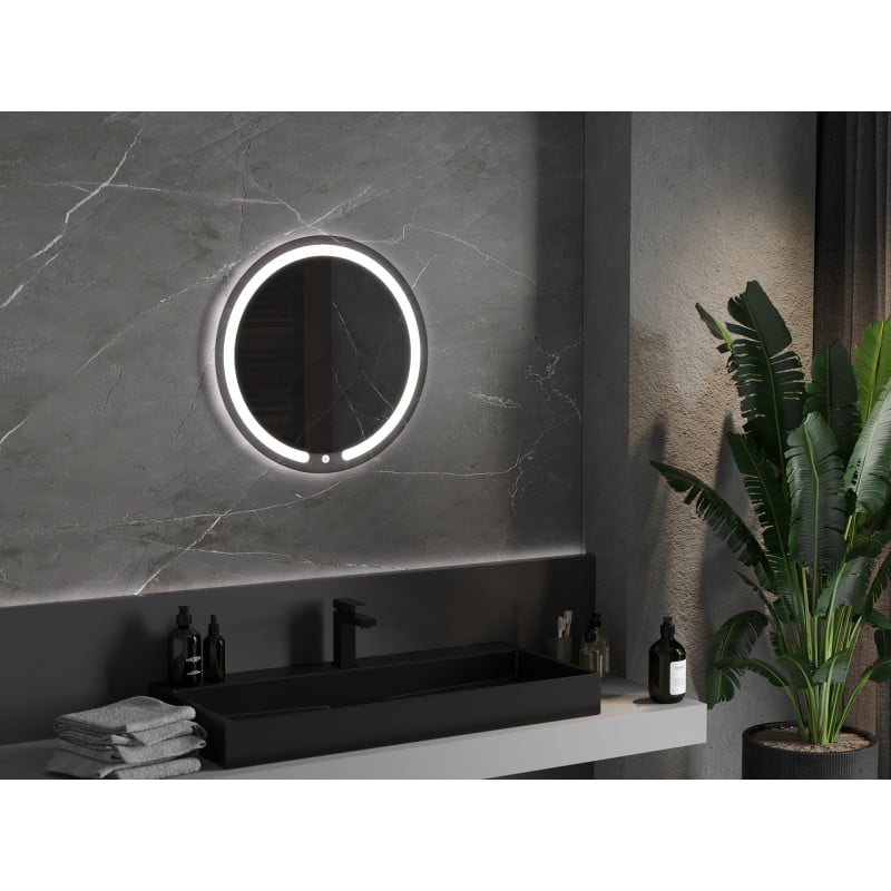 Mexen Rose miroir de salle de bains éclairé, rond 60 cm, LED 6000K, anti-buée - 9810-060-060-611-00