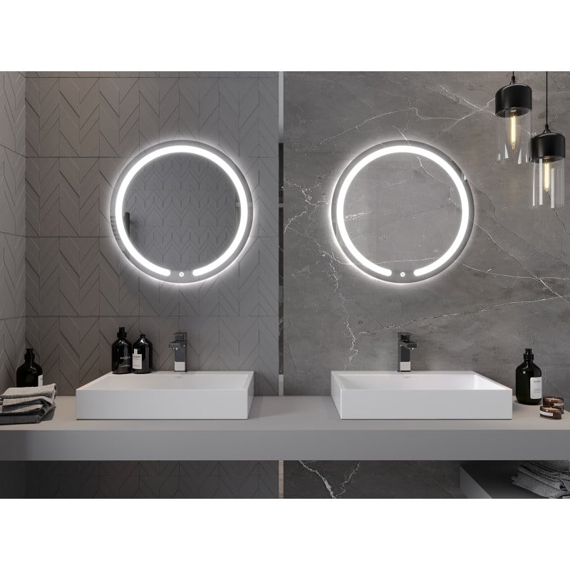 Mexen Rose miroir de salle de bains éclairé, rond 60 cm, LED 6000K, anti-buée - 9810-060-060-611-00