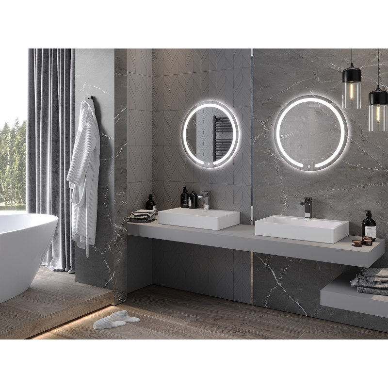 Mexen Rose miroir de salle de bains éclairé, rond 60 cm, LED 6000K, anti-buée - 9810-060-060-611-00