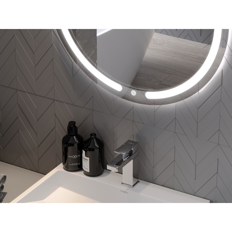 Mexen Rose miroir de salle de bains éclairé, rond 60 cm, LED 6000K, anti-buée - 9810-060-060-611-00
