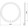 Mexen Rose miroir de salle de bain éclairé, rond 70 cm, LED 6000K, antibuée - 9810-070-070-611-00