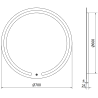 Mexen Rose miroir de salle de bain rétroéclairé, rond 70 cm, LED 6000K, antibuée - 9810-070-070-611-00