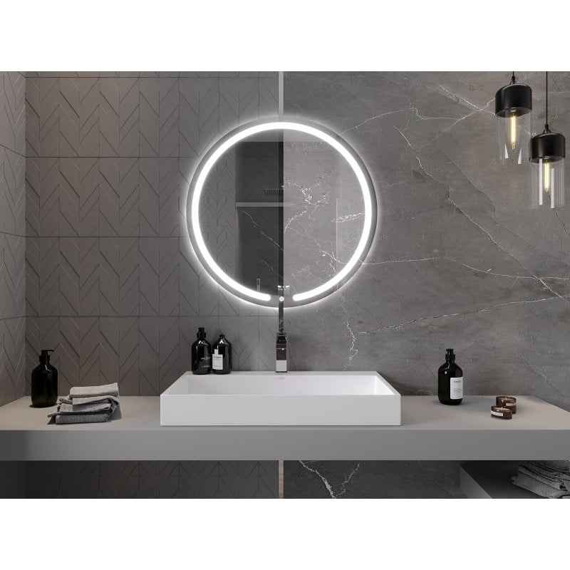 Mexen Rose miroir de salle de bain éclairé, rond 80 cm, LED 6000K, antibuée - 9810-080-080-611-00