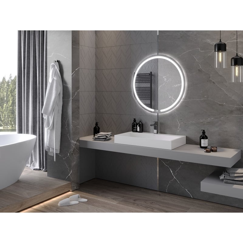 Mexen Rose miroir de salle de bain éclairé, rond 80 cm, LED 6000K, antibuée - 9810-080-080-611-00