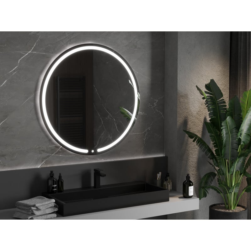 Mexen Rose miroir de salle de bain éclairé, rond 100 cm, LED 6000K, antibuée - 9810-100-100-611-00